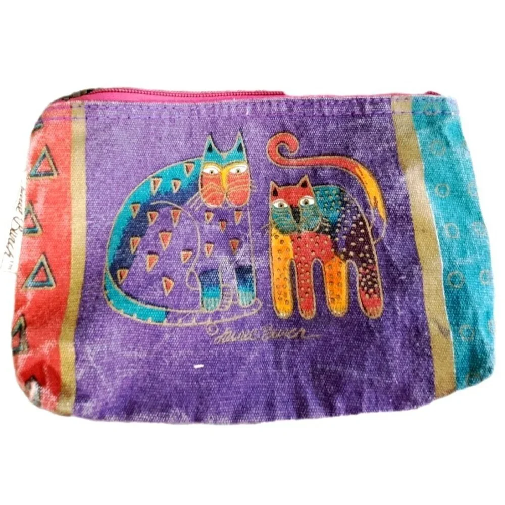 Vintage Laurel Burch Make-up Clutch Zip Closure